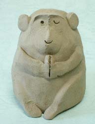 手びねりの陶人形・干支の猿