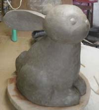 紐作りでウサギ制作