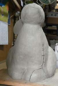 紐作りでウサギ制作